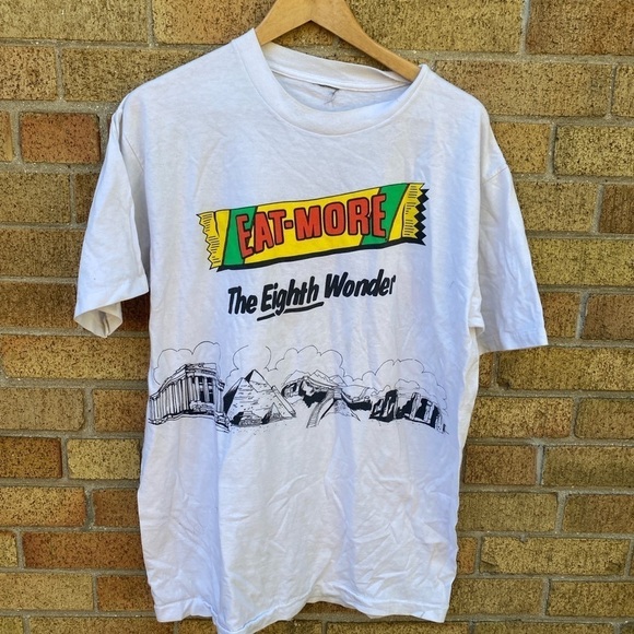 Vintage 1991 Eat More Chocolate Bar Promo T Shirt White Single Stitch - Picture 7 of 8